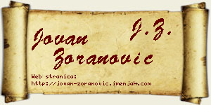 Jovan Zoranović vizit kartica